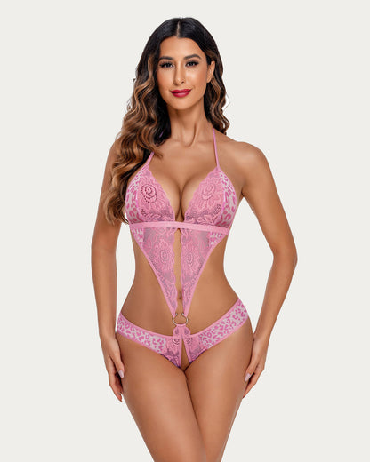 Leopard Tiefer V-Spitzen-Mini-Bodysuit