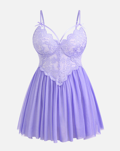 Plus Größe V-Ausschnitt Mesh Seite Schlitz Babydolls