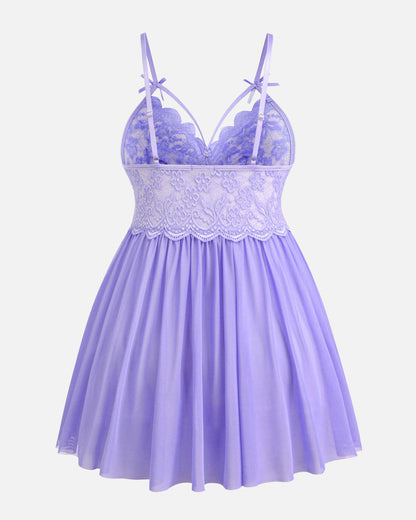 Plus Größe V-Ausschnitt Mesh Seite Schlitz Babydolls