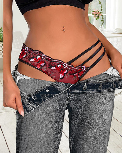 Embroidered Mesh Panties