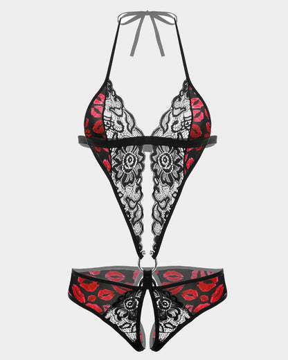 Leopard Tiefer V-Spitzen-Mini-Bodysuit