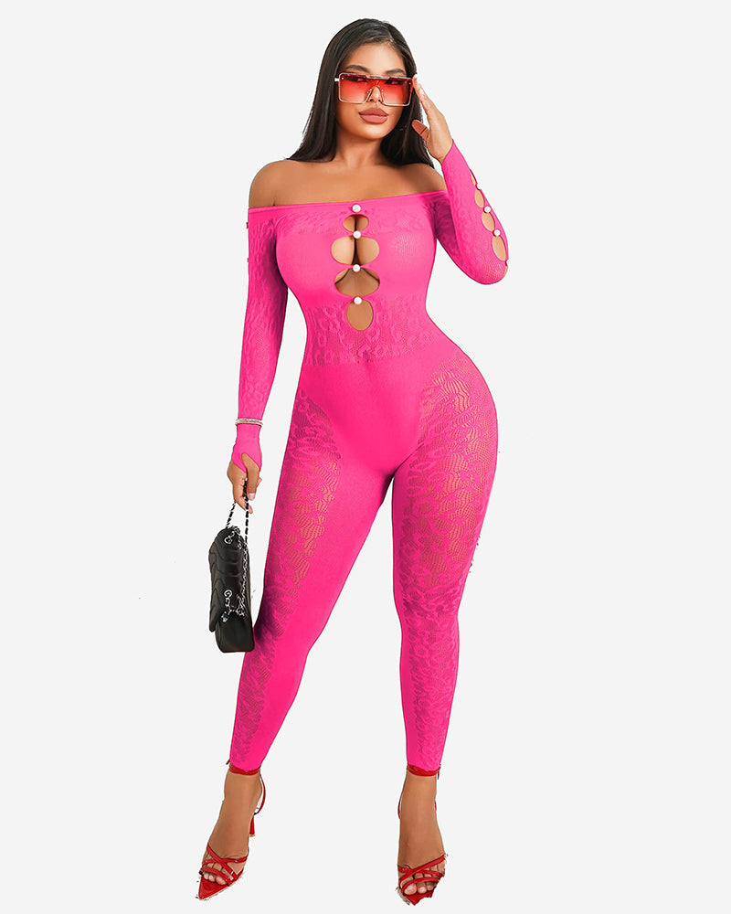 Fischnetz-Körperstrumpf-Outfit