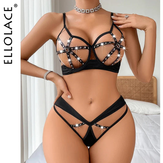 KissHuts® Sexy Dessous Latex Nieten Erotische Outfits Offener Schritt
