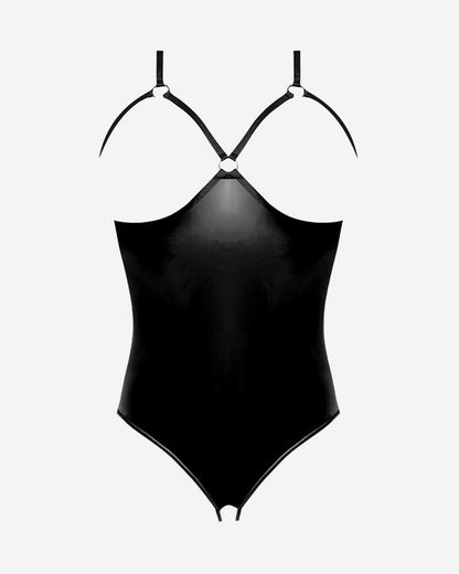 Leder PU Crotchless und Cupless Teddy