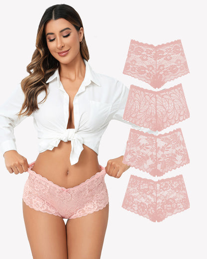 4 Stück Floral Lace Panties Mid-Rise Panty