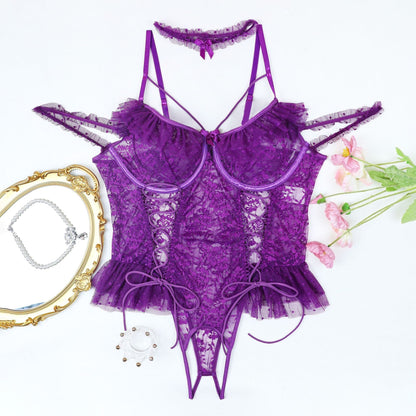 2 Packungen Plus Size schiere Spitze Bodysuits