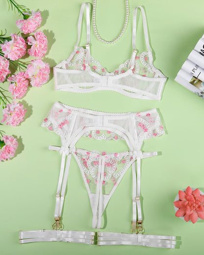 Bestickte Spitze in Herzform Dessous Set