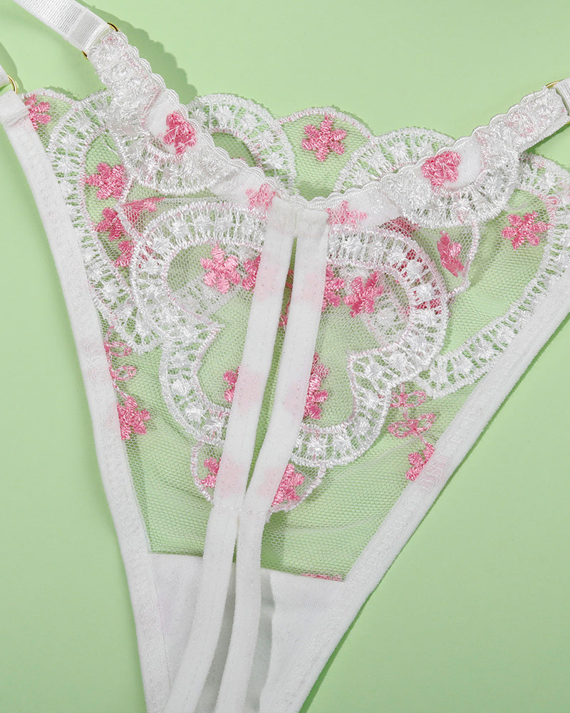 Bestickte Spitze in Herzform Dessous Set