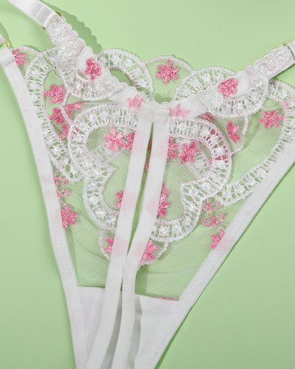 Bestickte Spitze in Herzform Dessous Set