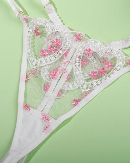 Bestickte Spitze in Herzform Dessous Set
