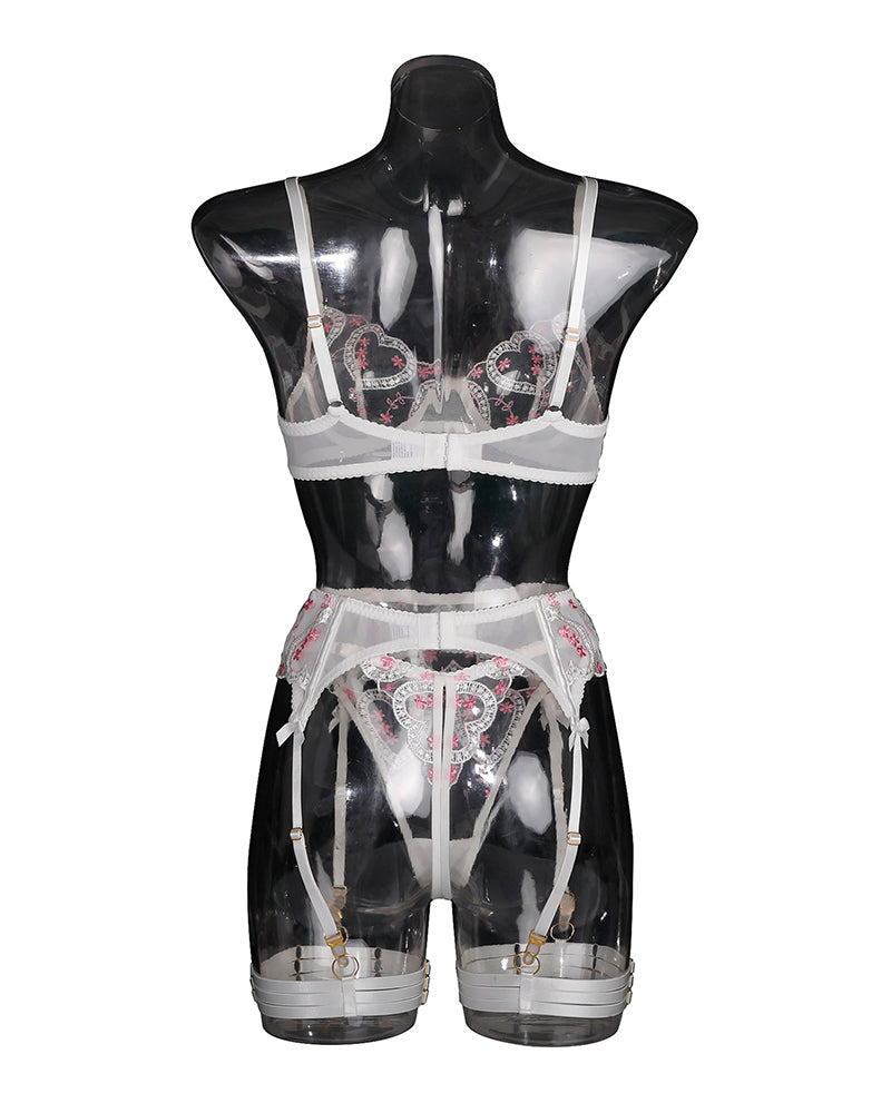 Bestickte Spitze in Herzform Dessous Set