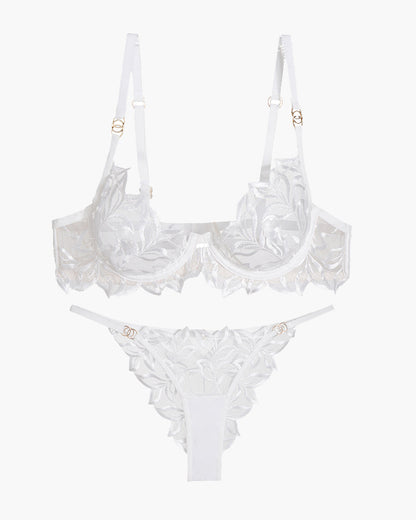 Bestickter Spitzen-BH und Panty 2 Sets
