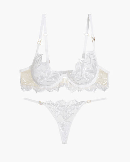 Bestickter Spitzen-BH und -Tanga 2er-Set