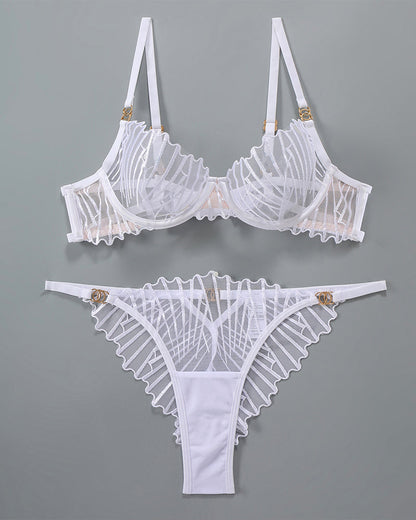 Dünner bestickter BH und Panty 2 Sets