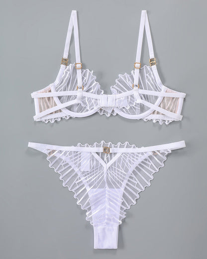 Dünner bestickter BH und Panty 2 Sets