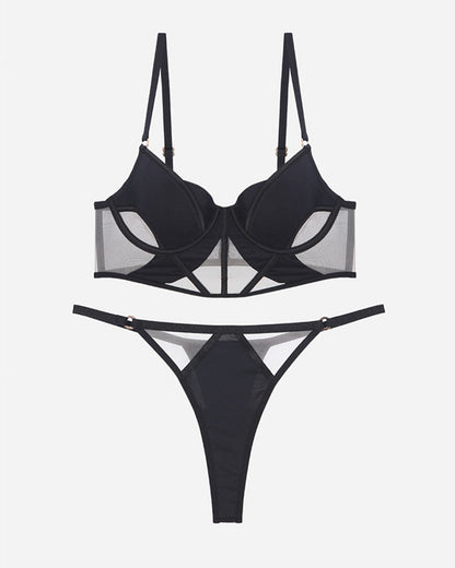 Push Up Mesh Hollow BH und Tanga Set