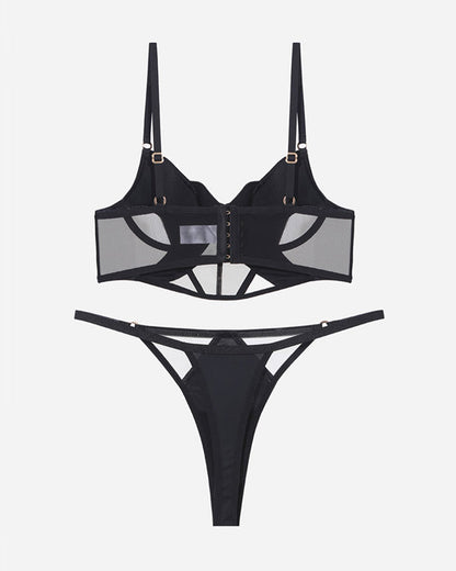 Push Up Mesh Hollow BH und Tanga Set