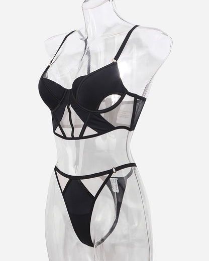 Push Up Mesh Hollow BH und Tanga Set