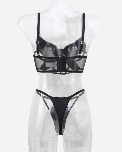 Push Up Mesh Hollow BH und Tanga Set