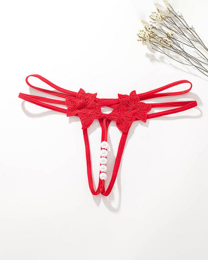 Pearl Lingerie Lace Open Panties G-String