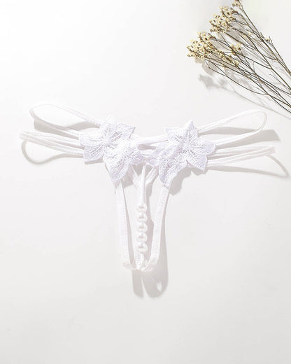 Pearl Lingerie Lace Open Panties G-String