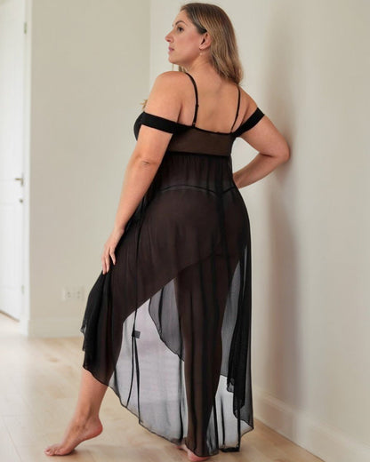 Plus Size Nachthemd mit tiefem V-Ausschnitt und Spitze