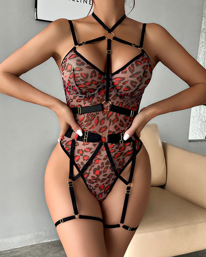 Mesh-Träger-Bodysuit mit Stahlring