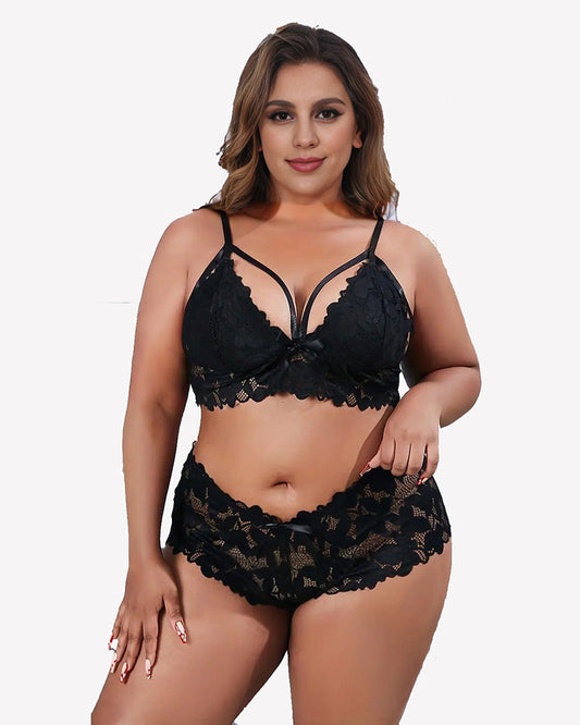 Blumenapplikationen Schleife Knoten Spitze BH & Panty Set