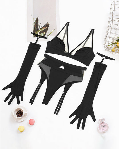 Exotische Handschuhe Mesh-Dessous-Sets