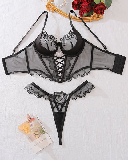 Herz Design Zweiteiliges Dessous Korsett Set