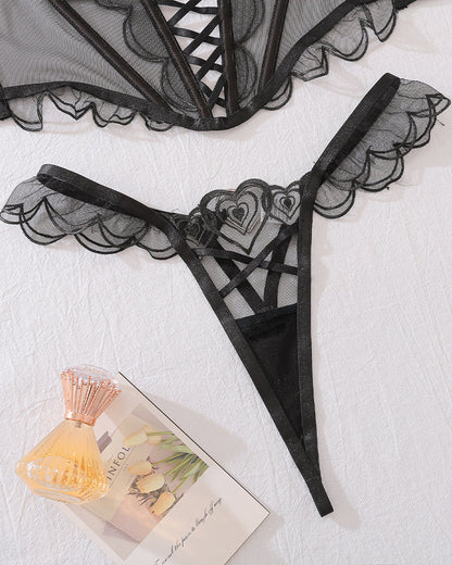Herz Design Zweiteiliges Dessous Korsett Set