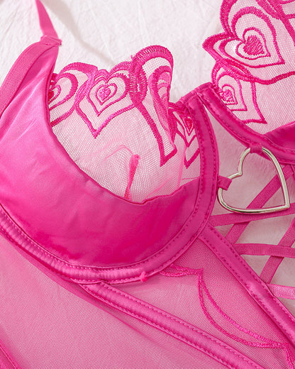 Herz Design Zweiteiliges Dessous Korsett Set