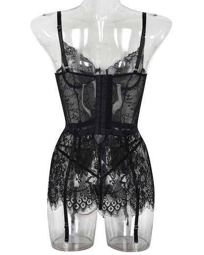 Durchsichtiges Spitzen-Nachtkleid mit G-String