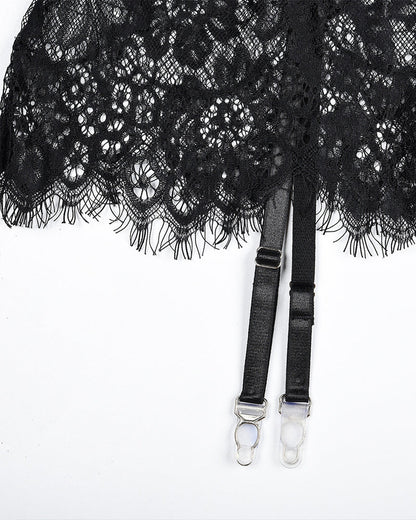 Durchsichtiges Spitzen-Nachtkleid mit G-String