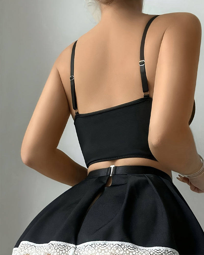 Exotische Maid Dessous 5er-Set Korsett-Set