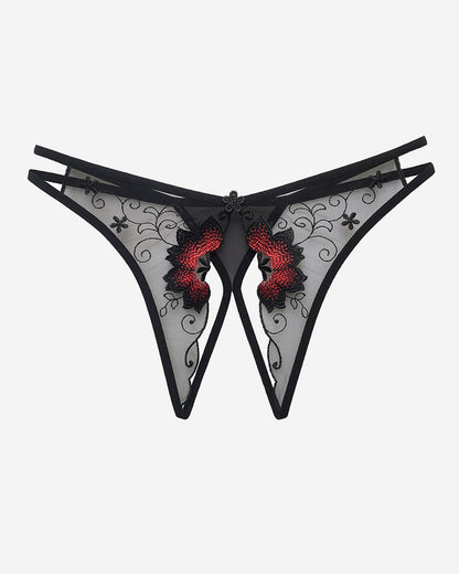Bestickter Tanga aus Mesh im Schritt