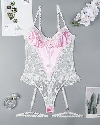Lace Bow Mesh Bodysuit