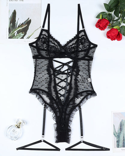 Spitze Hollow Cross Strap Bodysuit