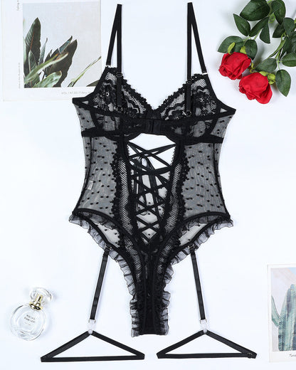 Spitze Hollow Cross Strap Bodysuit