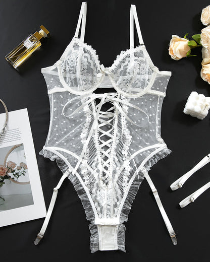 Spitze Hollow Cross Strap Bodysuit