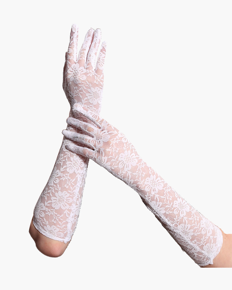 Lange Spitze Blumen Dressing Handschuhe