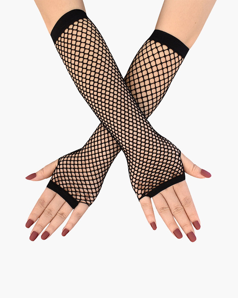 Fingerlose Mesh-Fischnetz-Handschuhe mit Spitze