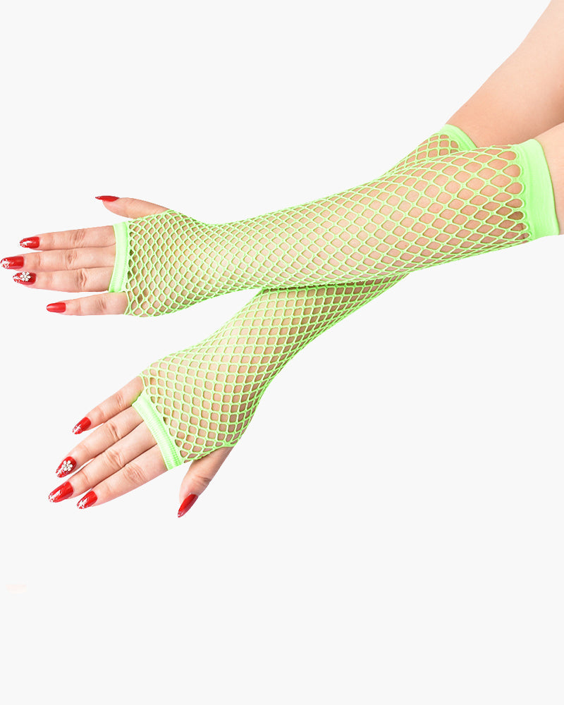 Fingerlose Mesh-Fischnetz-Handschuhe mit Spitze