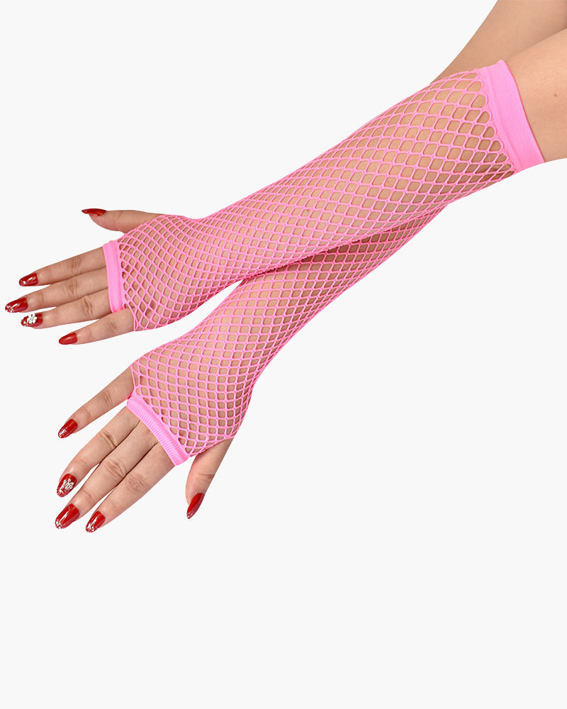 Fingerlose Mesh-Fischnetz-Handschuhe mit Spitze