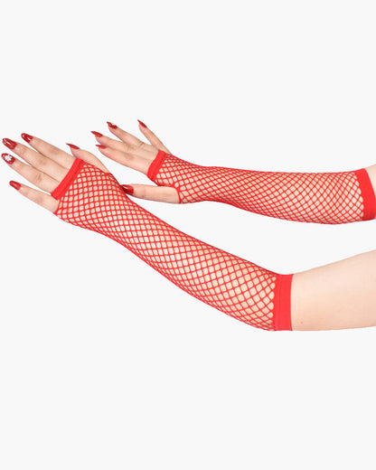 Fingerlose Mesh-Fischnetz-Handschuhe mit Spitze