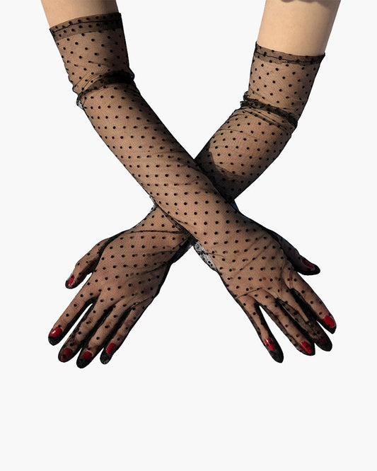 Retro-Punkt-Handschuhe mit Spitze und Maschen