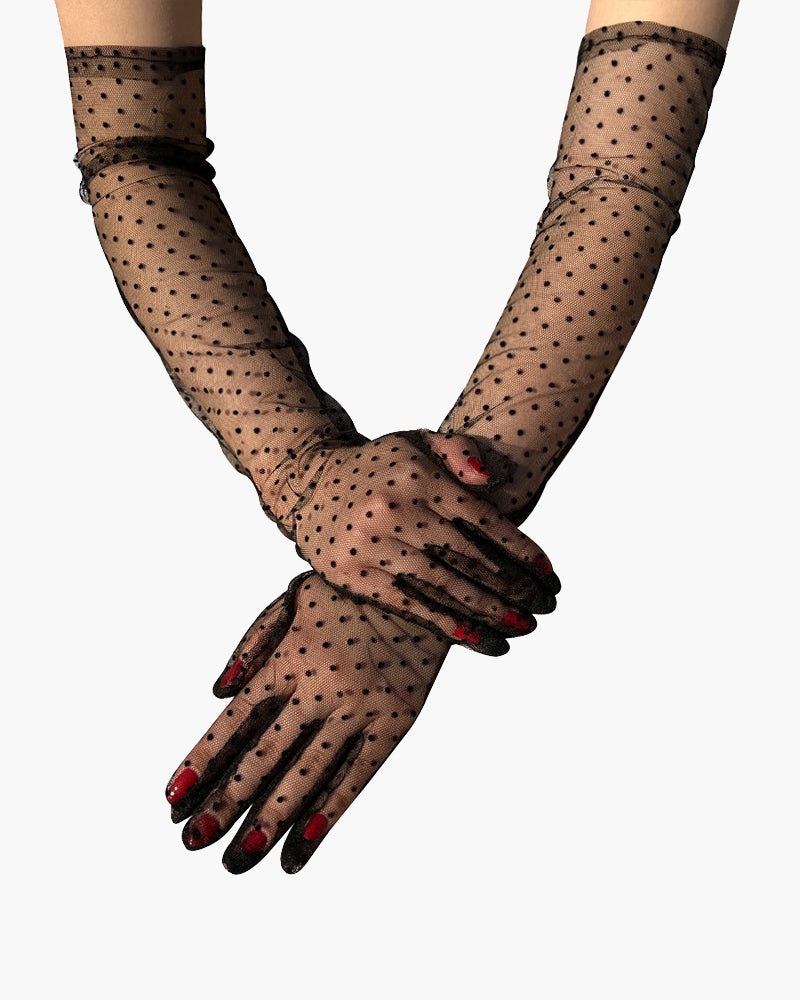 Retro-Punkt-Handschuhe mit Spitze und Maschen