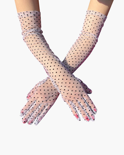 Retro-Punkt-Handschuhe mit Spitze und Maschen