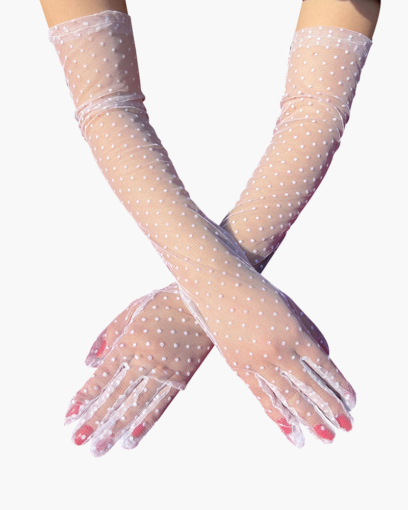 Retro-Punkt-Handschuhe mit Spitze und Maschen