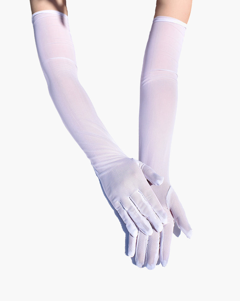 Lange, dehnbare Handschuhe in Ellenbogenlänge